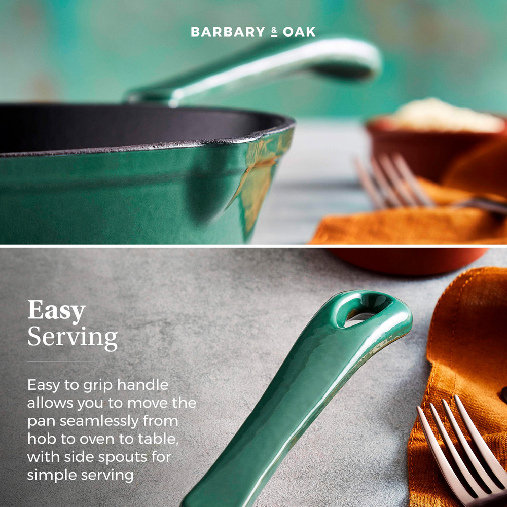 Barbary & Oak 26cm Verdigris Green Cast Iron Frying Pan Image 8