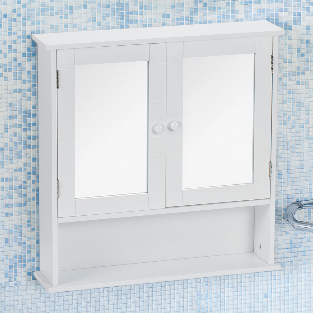 Kingston White 2 Door Mirror Bathroom Cabinet Image 1