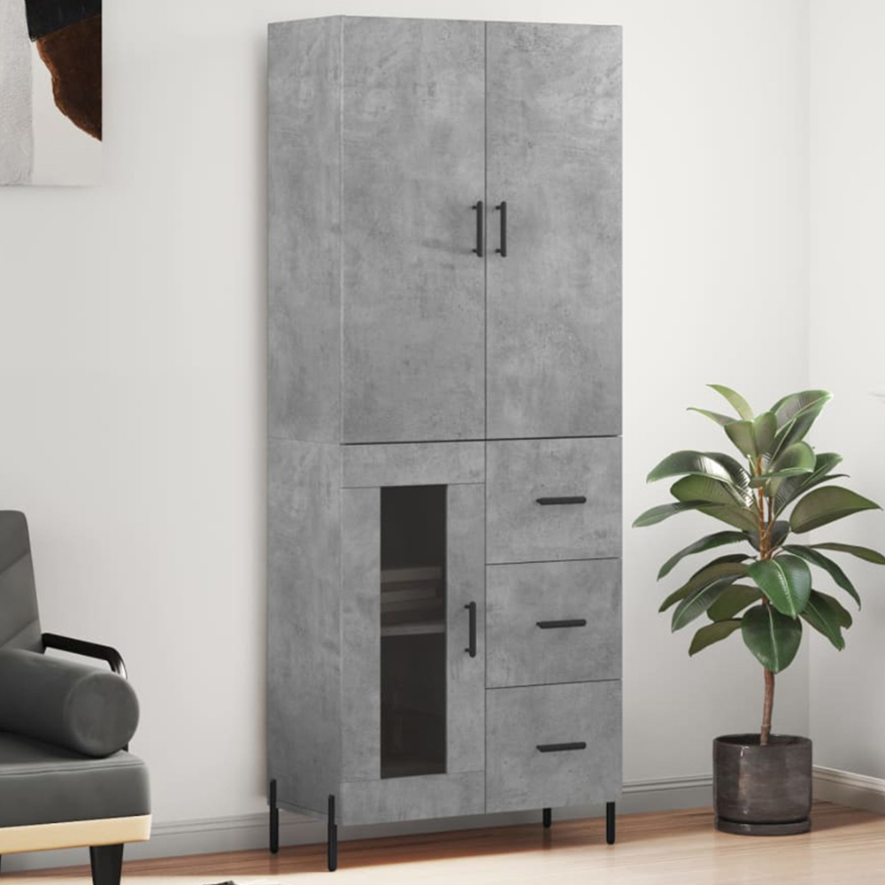 vidaXL 3 Door 3 Drawer Concrete Grey Highboard Image 1