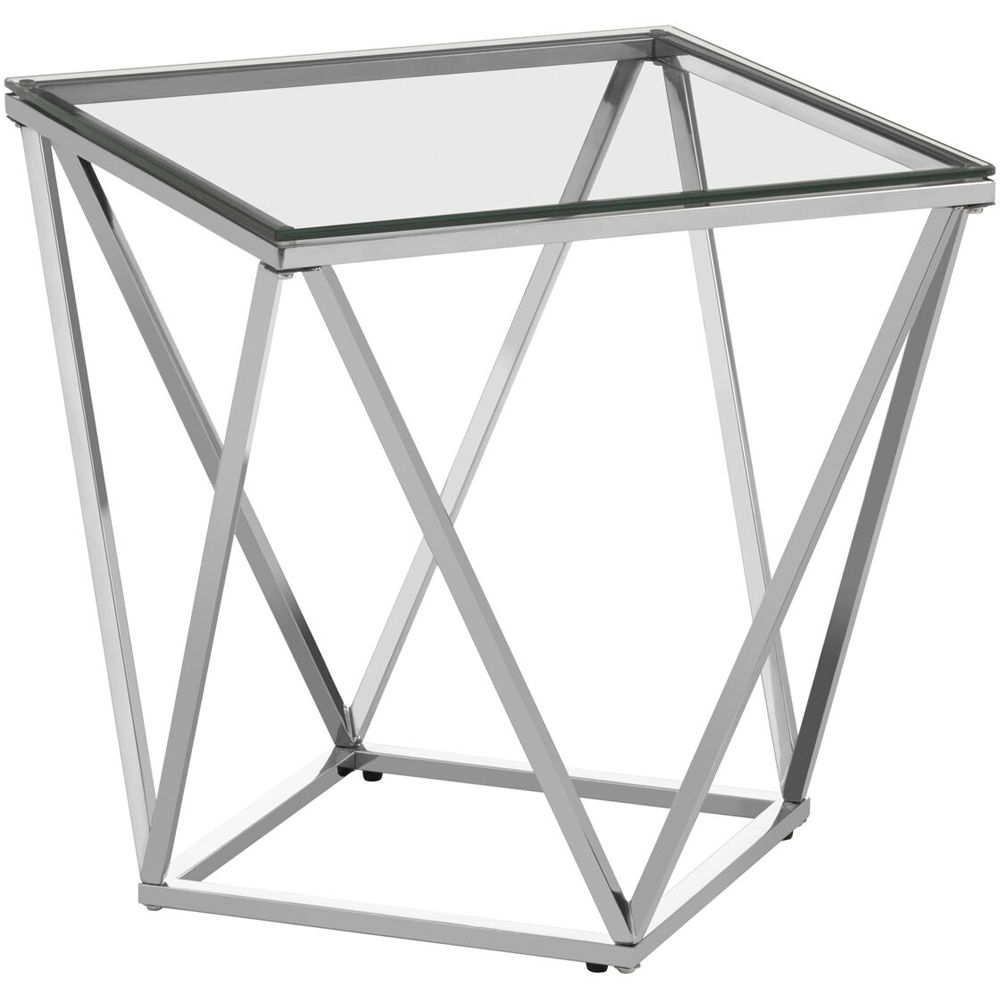 Premier Housewares Allure Silver Inverted Prism Twist Small End Table with Glass Top Image 3