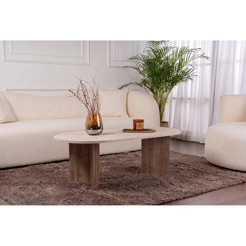 Decortie Sable Travertine and Istanbul Walnut Coffee Table Image 6