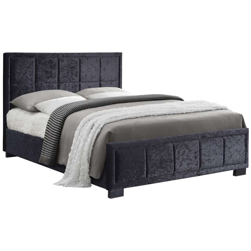 Hannover Small Double Black Velour Bed Frame Image 2