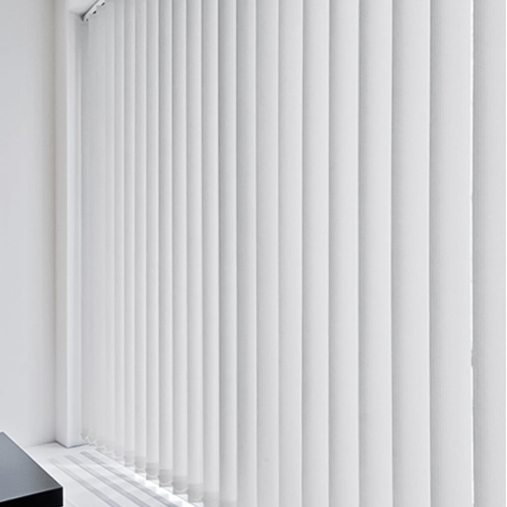 Caecus Blackout Short Drop Plain Vertical Blind Complete White 150 x 140cm Image 2