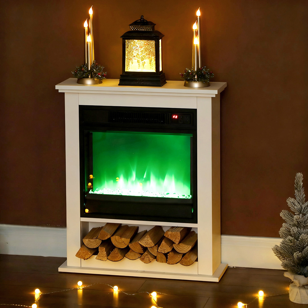 HOMCOM White Electric Fire with Remote and Timer 1800W Image 4