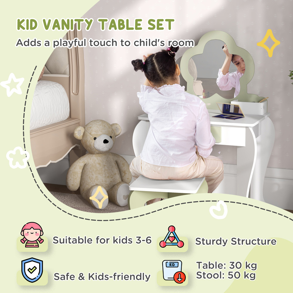 Tommy Toys White Flower Kids Vanity Table Set Image 7