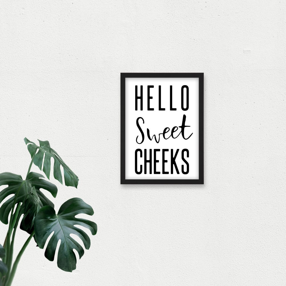 Artery8 Hello Sweet Cheeks Framed Wall Art Print 21 x 29.7cm Image 3