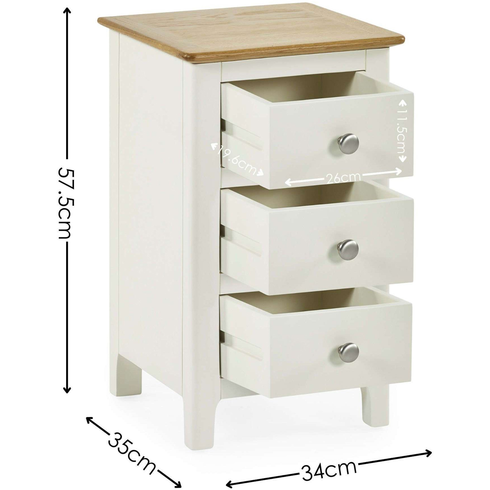 Julian Bowen Somerset 3 Drawer White and Oak Compact Bedside Table Image 9