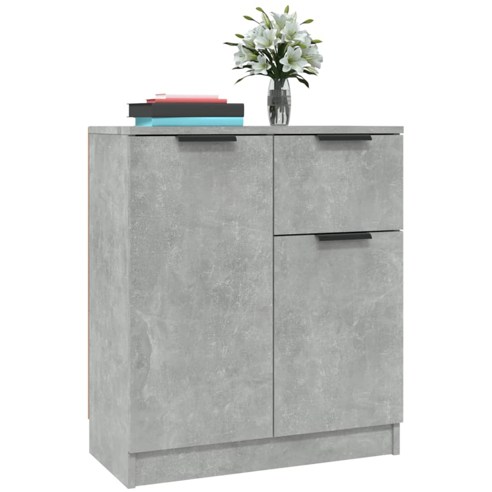 vidaXL 2 Door Single Drawer Concrete Grey Wooden Sideboard Image 3