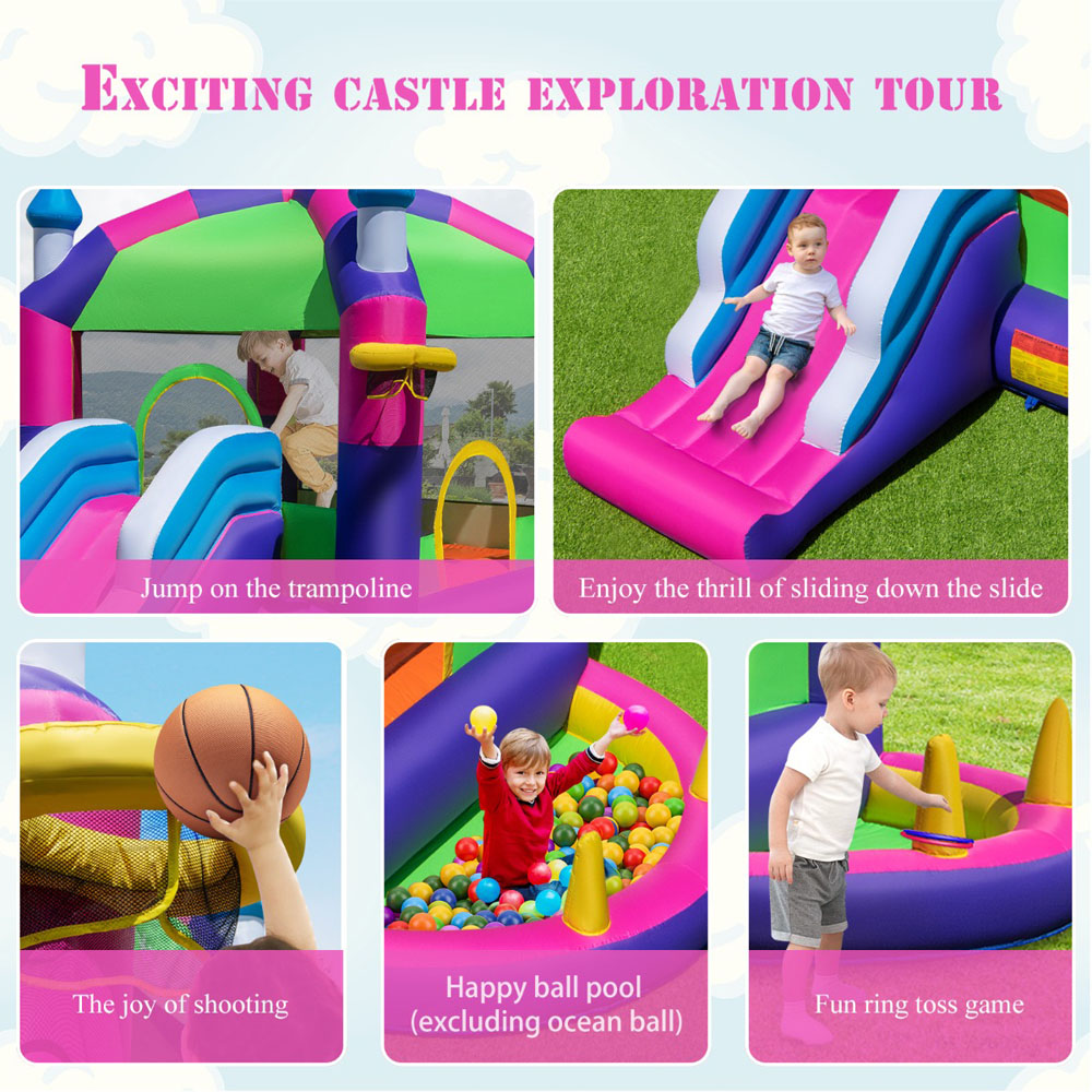 Costway 5-in-1 Kids Jumping Air Bounce Castle with Sun Roof and Ball Pit Play Set Image 4