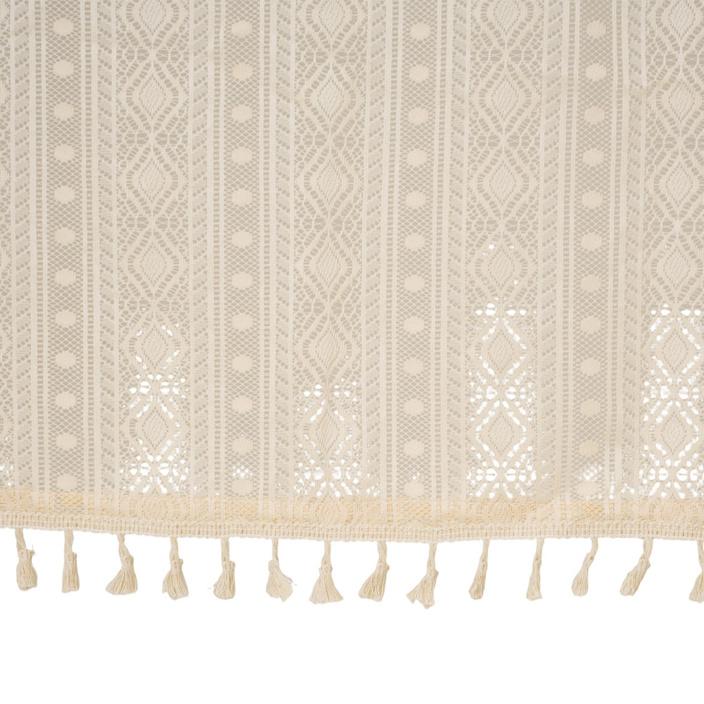 Living and Home Beige Bohemian Semi Sheer 2 Panel Curtain 140 x 240cm Image 5