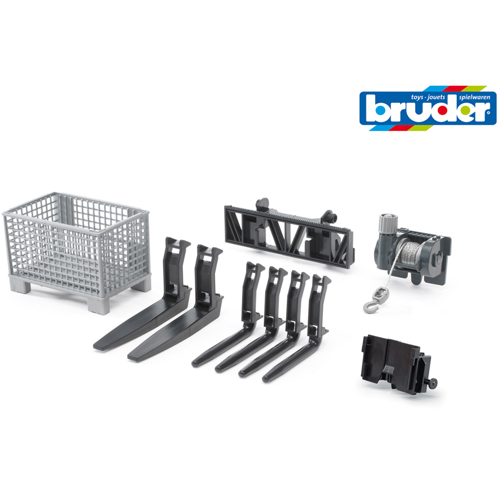 Bruder Kids Front Loader Boy-Type Pallet Winch and Forks Accessories Image 2