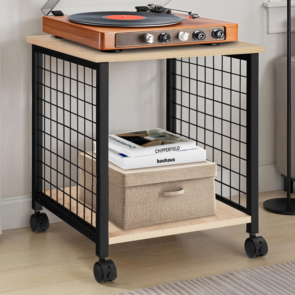 tectake Gary Single Shelf Oak Bedside Table Image 1