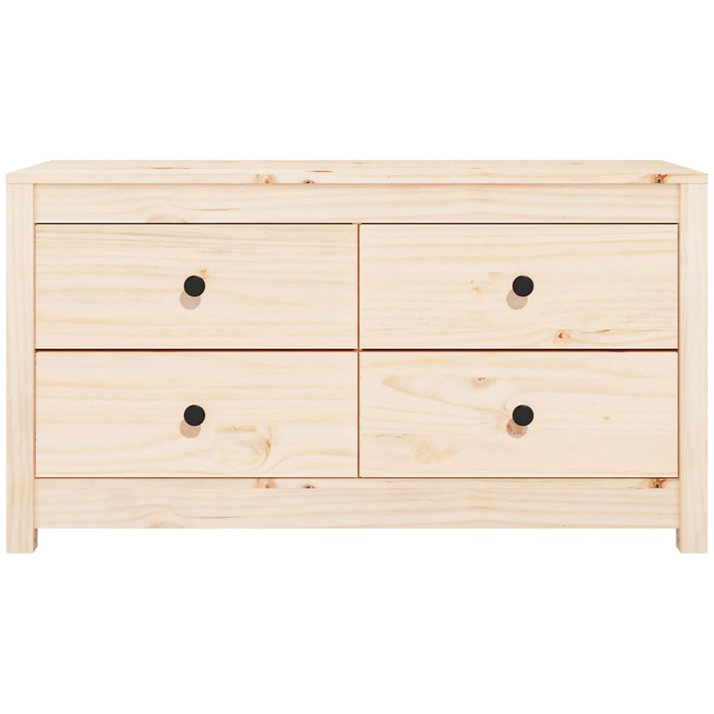 vidaXL 4 Drawer Natural Solid Pine Wood Sideboard Image 4