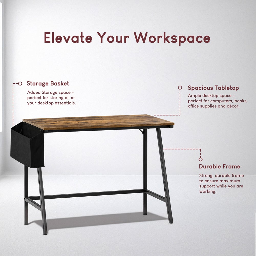 Vida Designs Brooklyn Dark Wood Small Computer Desk Image 5