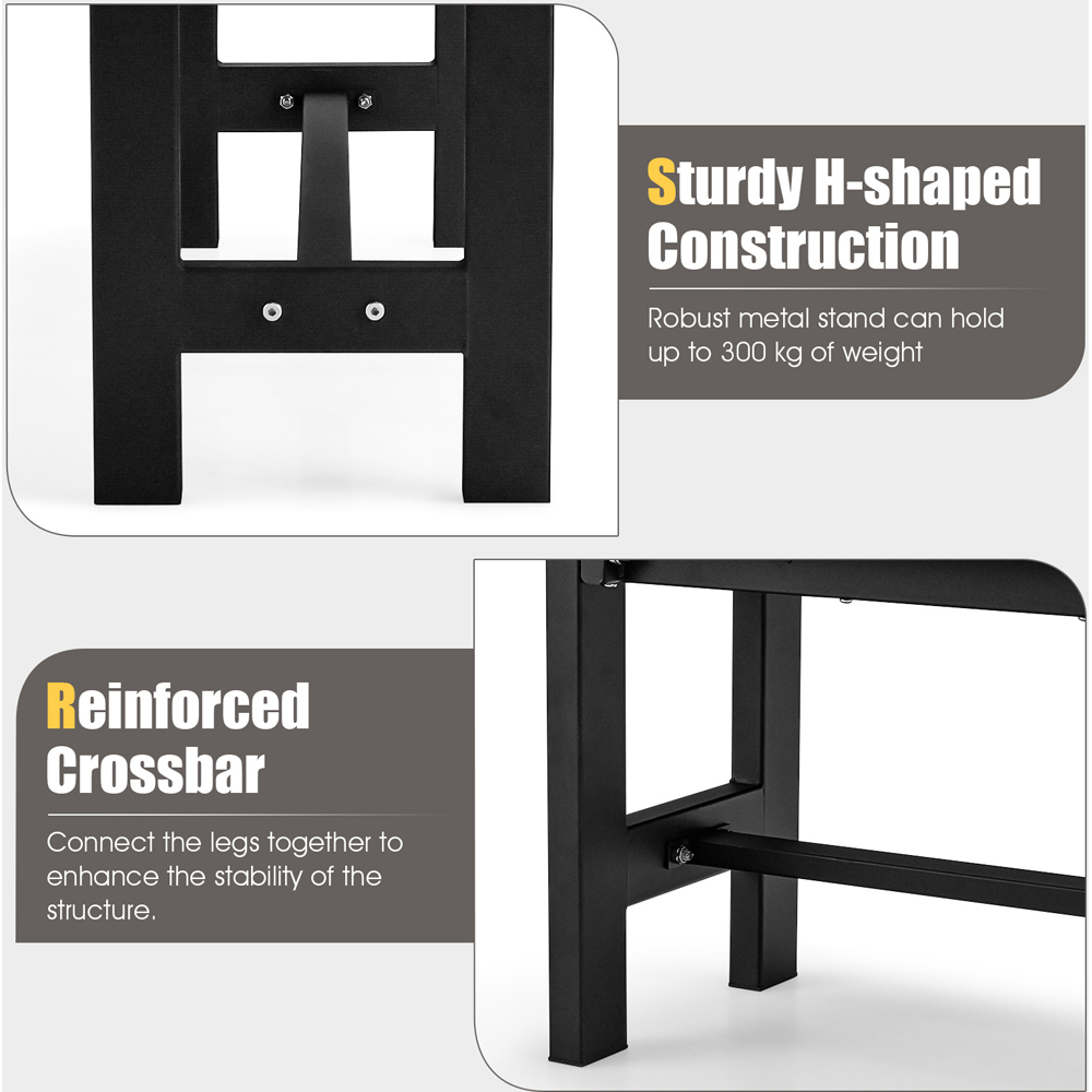 Costway 2 Seater Grey Outdoor Bench with Slatted Seat Image 5