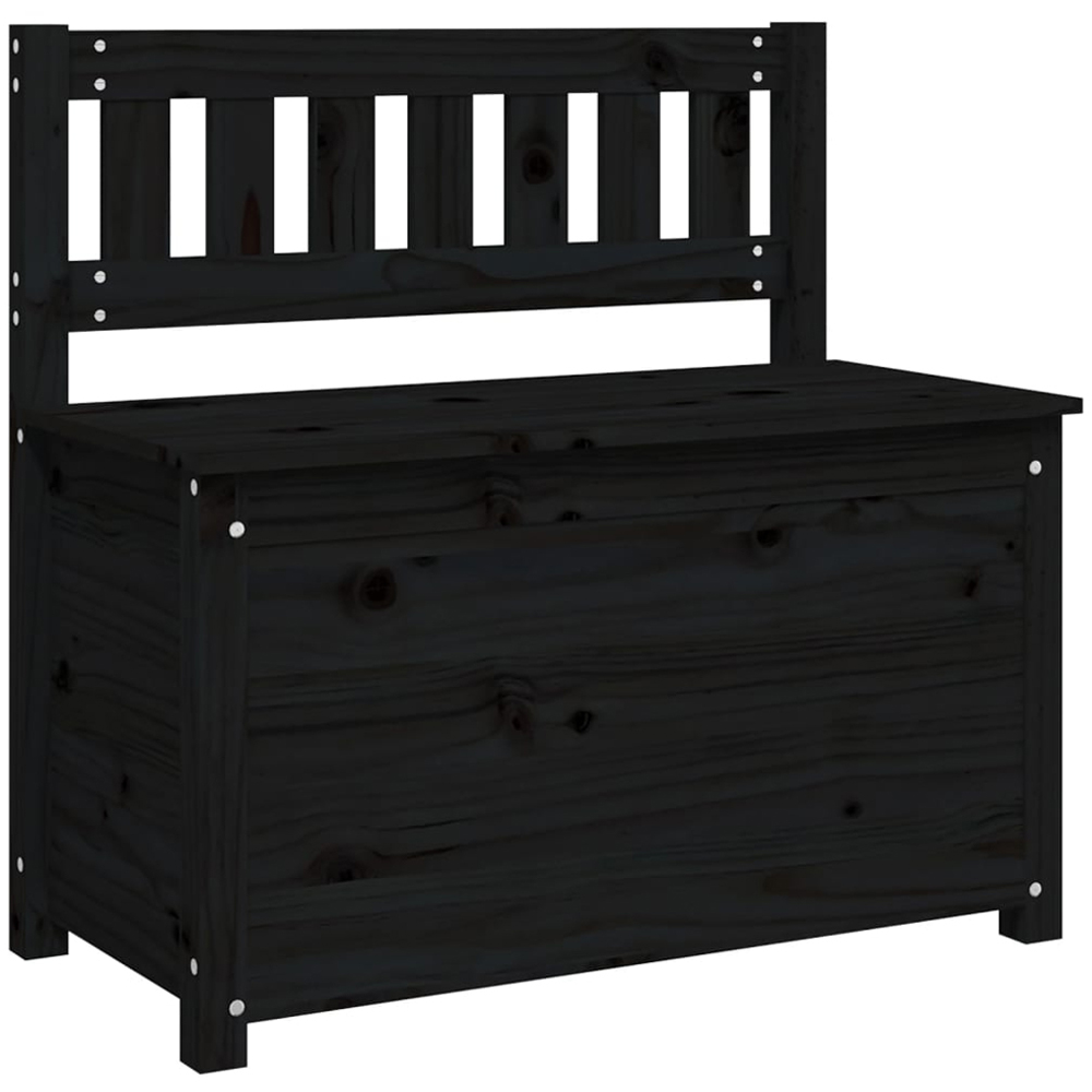 vidaXL Black Solid Wood Pine Storage Bench 80 x 41 x 77cm Image 6