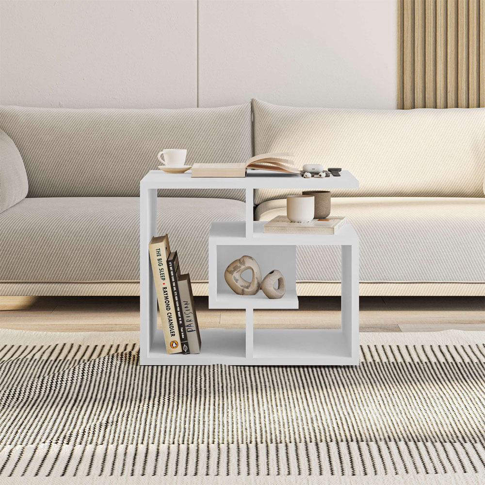 Decortie Labirent 4 Tier White Multipurpose Coffee Table Image 4
