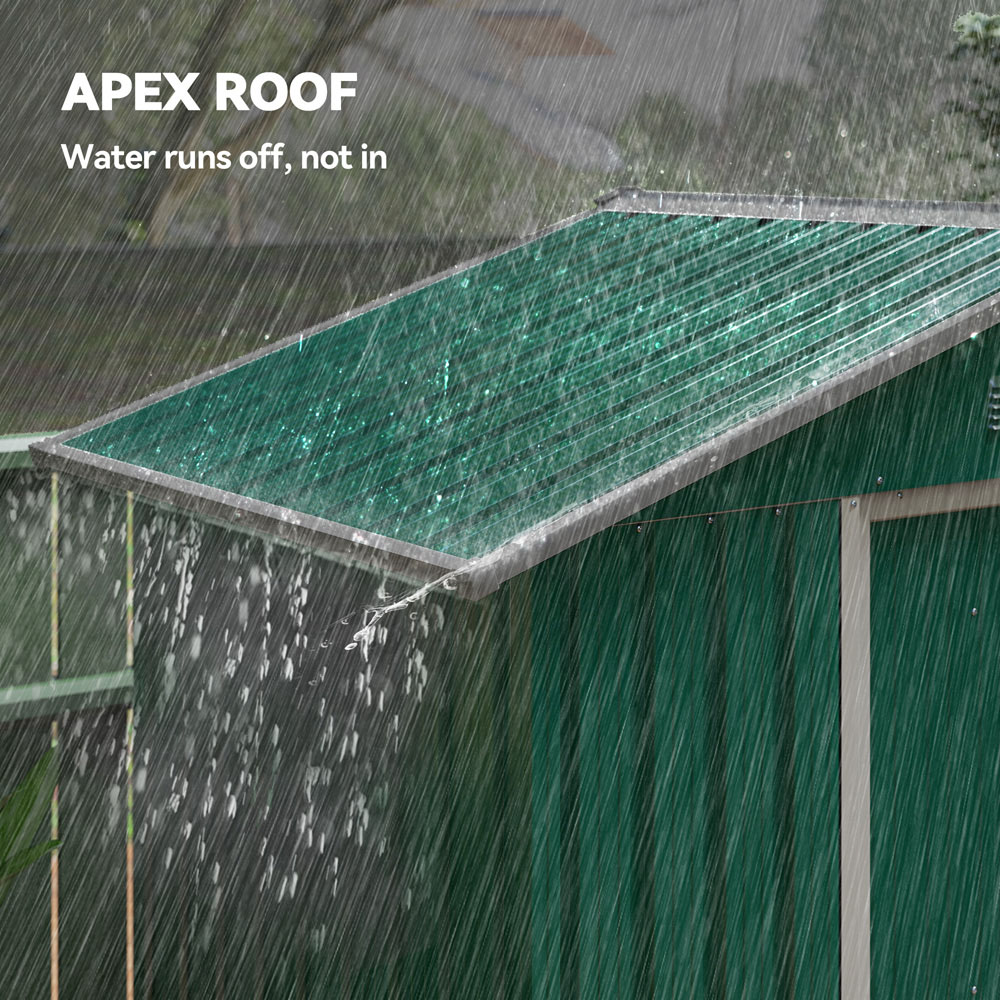 Outsunny 6.3 x 3.6ft Green Metal Apex Garden Shed Image 5