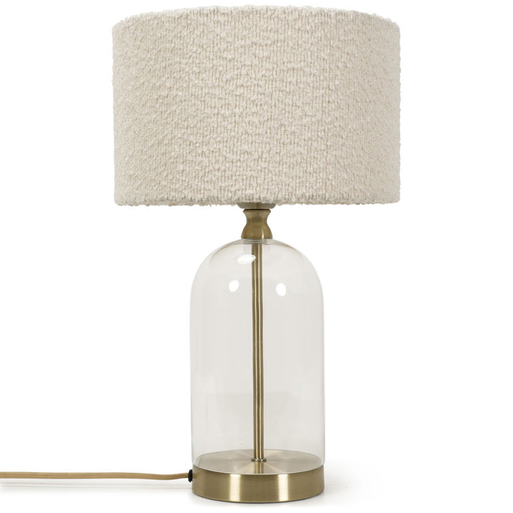 ValueLights Jessy Gold and Cream Boucle Shade Glass LED Table Lamp Image 1