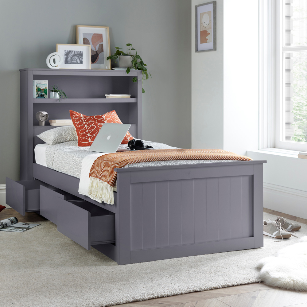 Bedmaster Enzo Single 3 Drawer Grey Wooden Storage Bed with Orthopaedic Mattress Image 8
