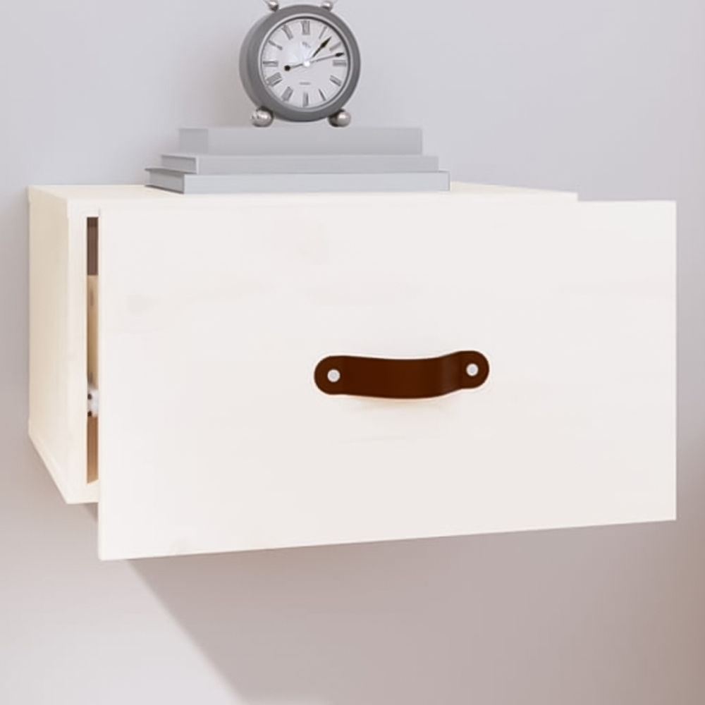 vidaXL Single Drawer White Wall Mounted Bedside Cabinet Image 1