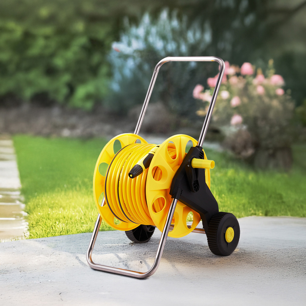 Living and Home 40m Portable Garden Hose Reel Cart Set Image 7