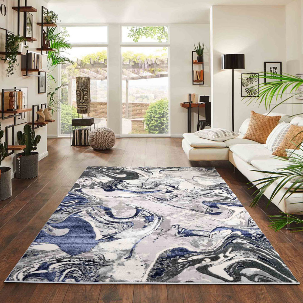 Desire Rugs Solarius Navy Living Room Abstract Area Rug 200 x 290cm Image 2