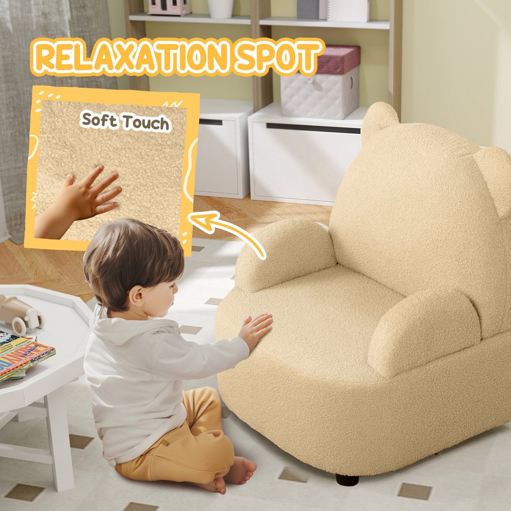 AIYAPLAY Khaki Bear Shaped Kids Armchair Image 6