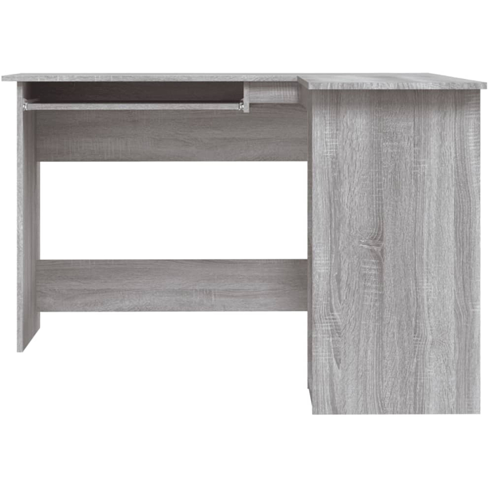 vidaXL 2 Shelf L-Shaped Corner Computer Desk with Keyboard Tray Grey Sonoma Image 5