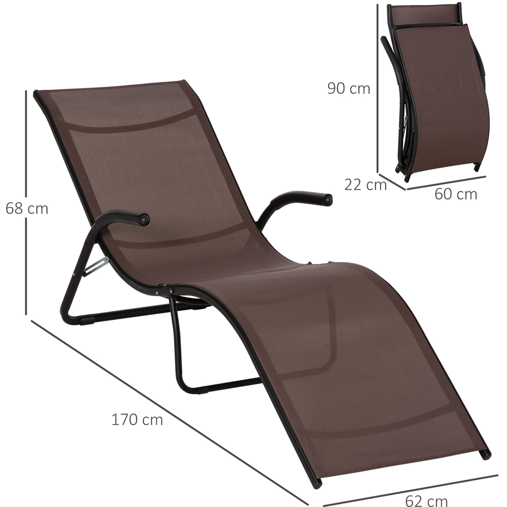 Outsunny Dark Brown Folding Recliner Sun Lounger Image 7