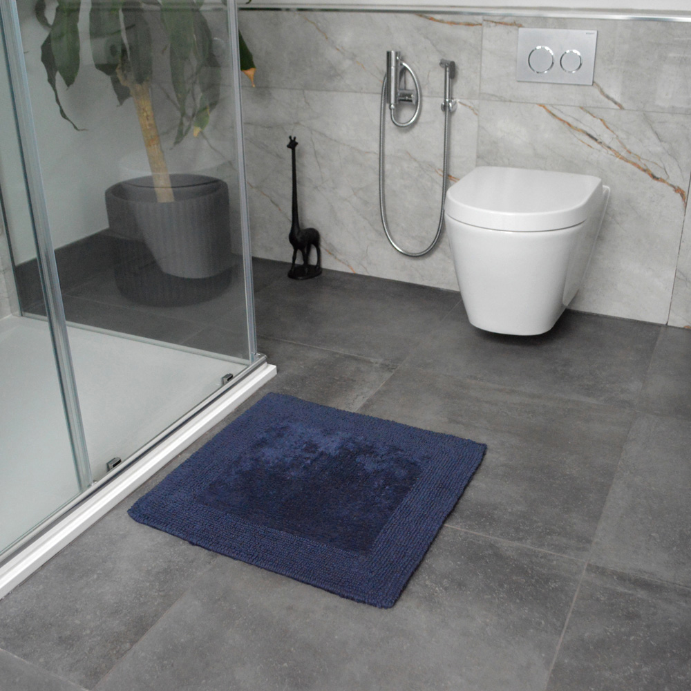 Allure Bath Fashions Elegance Navy Reversible Square Bath Mat 55 x 55cm Image 2