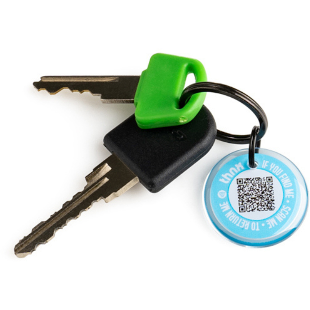 Thnx Blue Small Airtag Keychain with QR Code Image 3