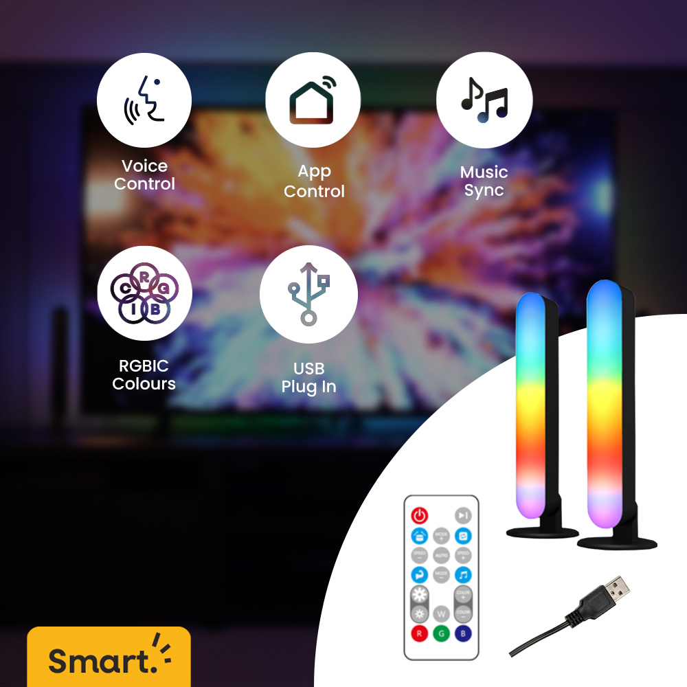 ValueLights Smart App-Control Music Sync RGBIC Light Bar 2 Pack Image 3