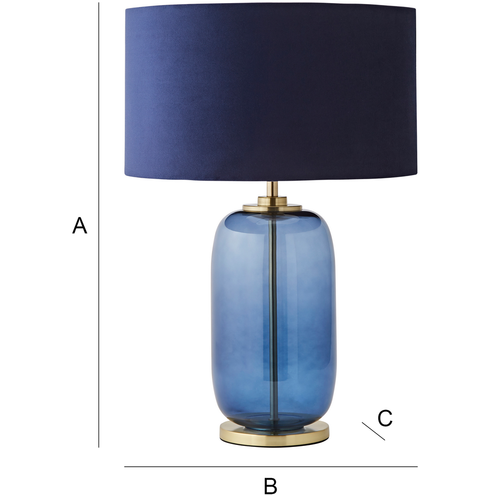 ValueLights Leigh Reni Navy Blue Velvet Shade Navy Blue Glass LED Table Lamp Image 7
