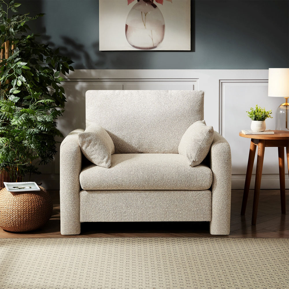 Artemis Home Shorewood Oatmeal Textured Fabric Armchair Image 3