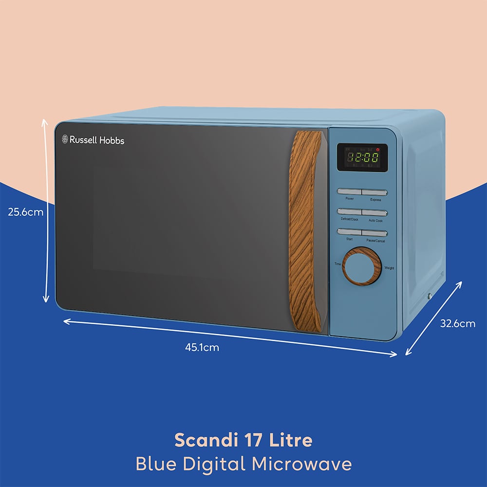 Russell Hobbs RHMD714BL-MN Blue 17L Scandi Compact Digital Microwave 700W Image 9