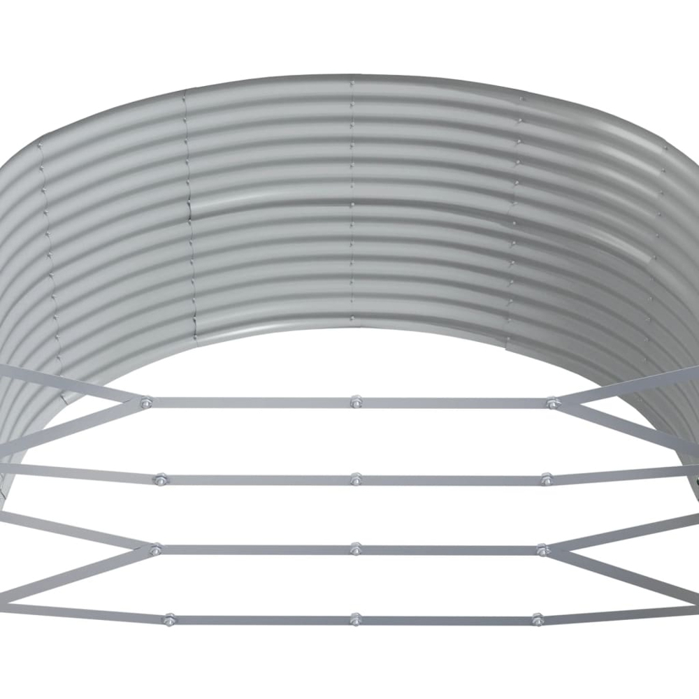 vidaXL Grey Galvanised Steel Oval Raised Garden Bed 212 x 140 x 68cm Image 4