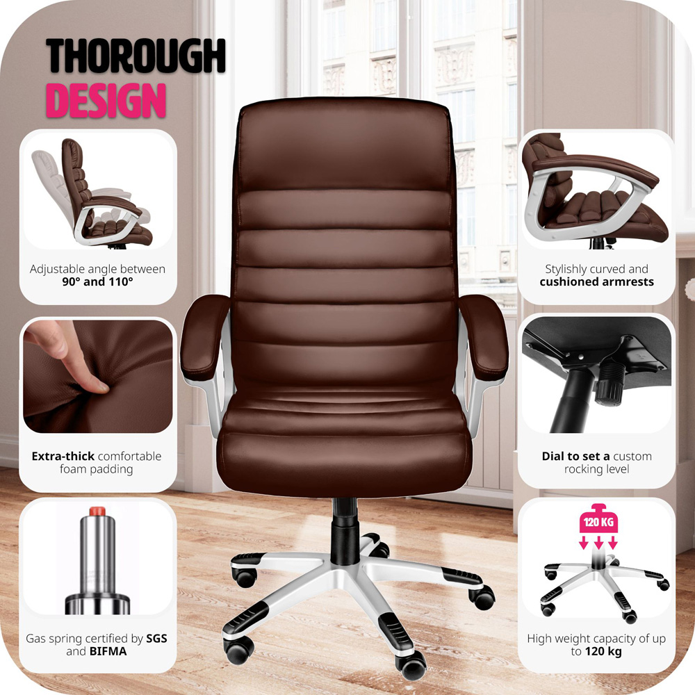 tectake Paul Brown Height Adjustable Padded Office Chair Image 7