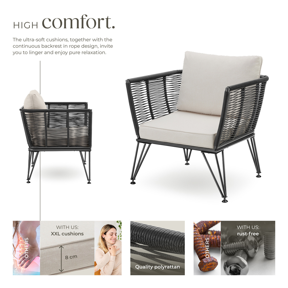 tectake Valeiras Set of 4 Woven Rope Design Accent Chair Image 3