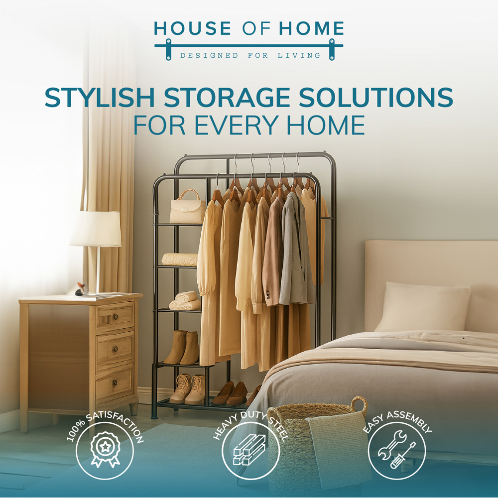 House of Home 5 Shelf Heavy Duty Double Clothes Rail Image 3