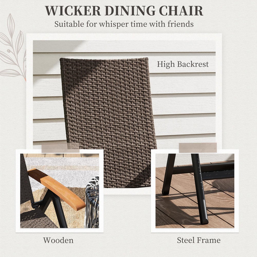 Outsunny Brown Rattan Folding Garden Chair Image 7