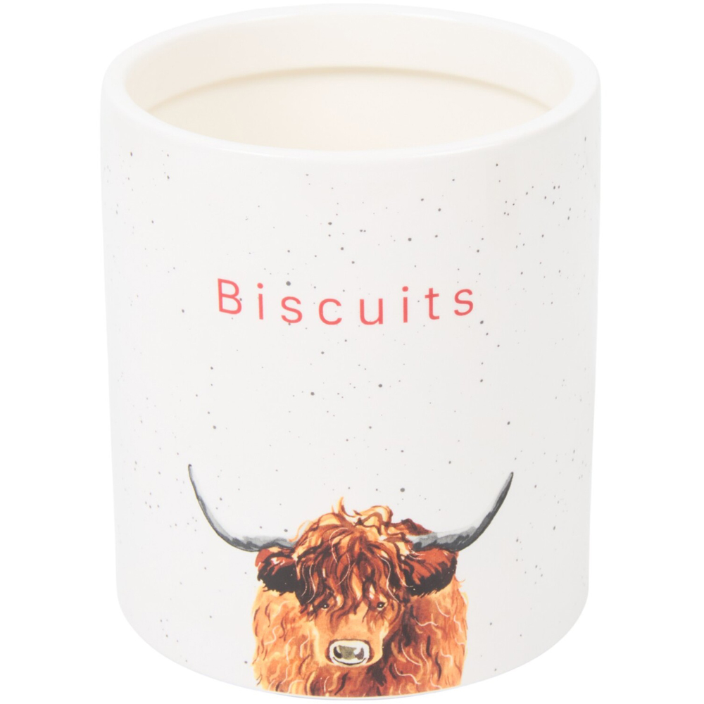 Highland Cow Biscuit Canister White Image 2