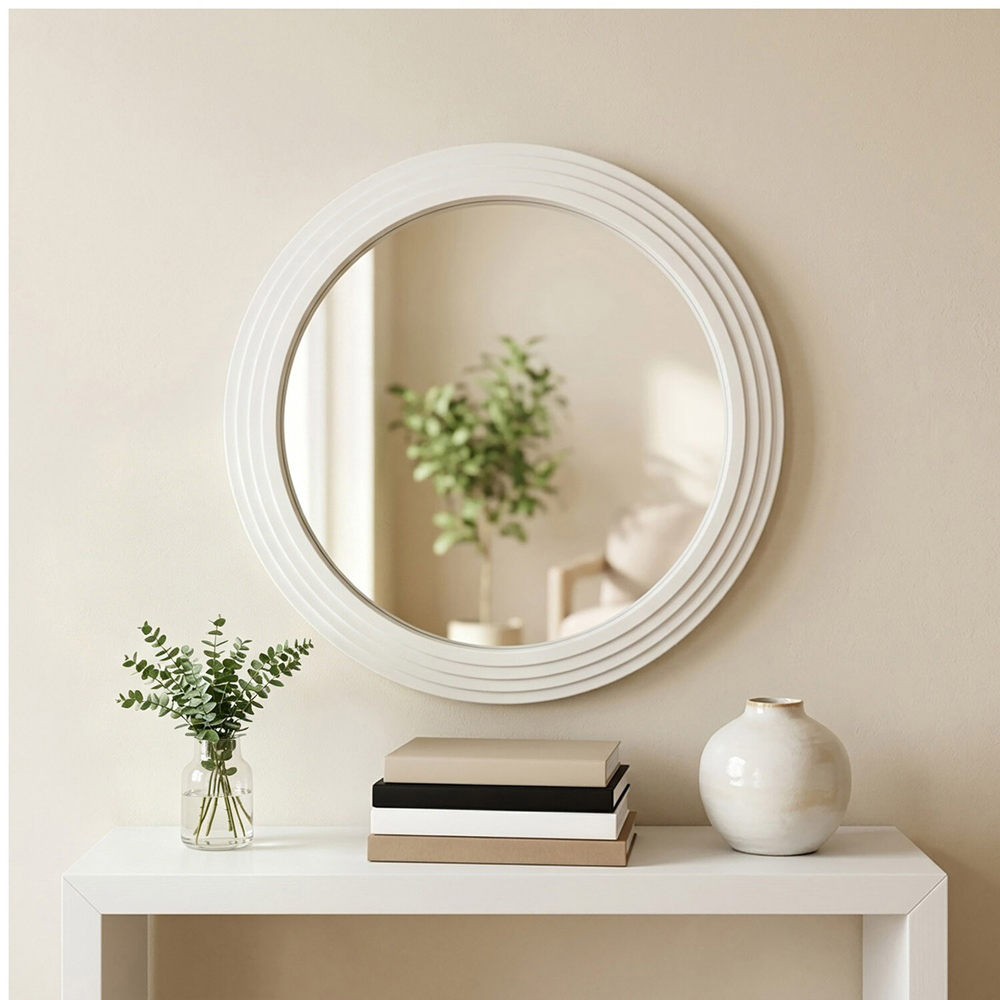 Evie Round Mirror White Image 2