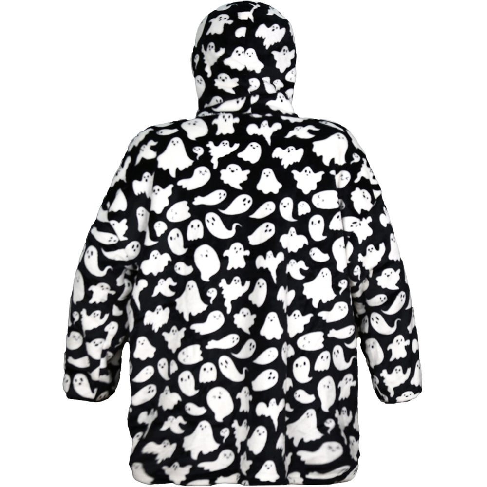 Halloween Print Sherpa Hoodie Monochrome Image 3