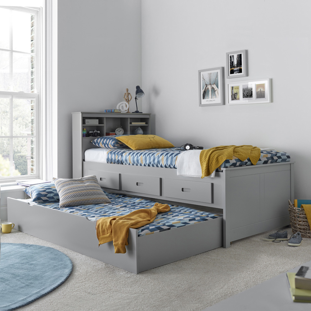 Veera Single Grey Guest Bed and Trundle Image 2
