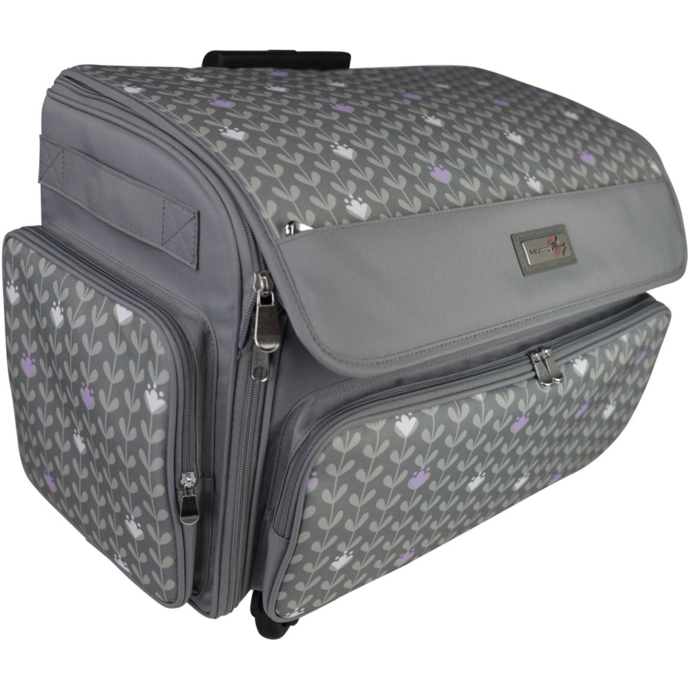 Everything Mary EVM13344-5 Grey White Collapsible Rolling Sewing Machine Case 50.8 x 28 x 35.6cm Image 2