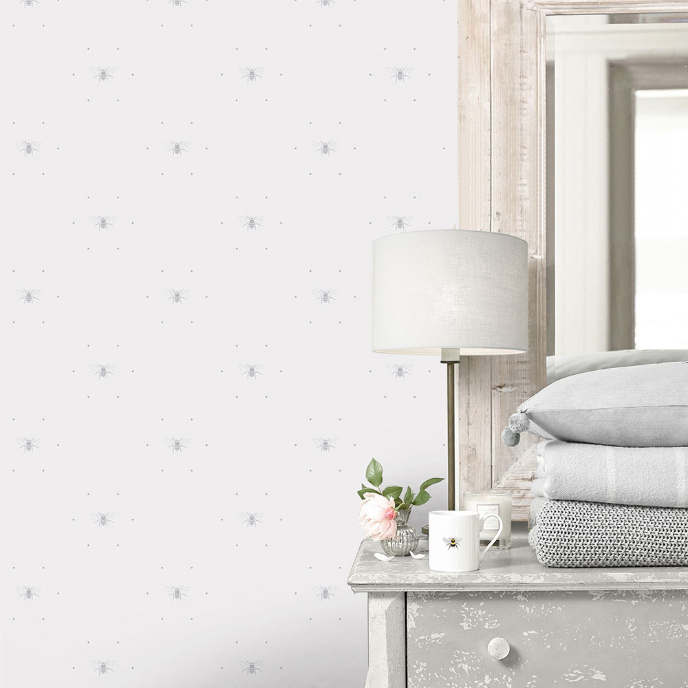 Sophie Allport Bees Silhouette Grey Wallpaper Image 3