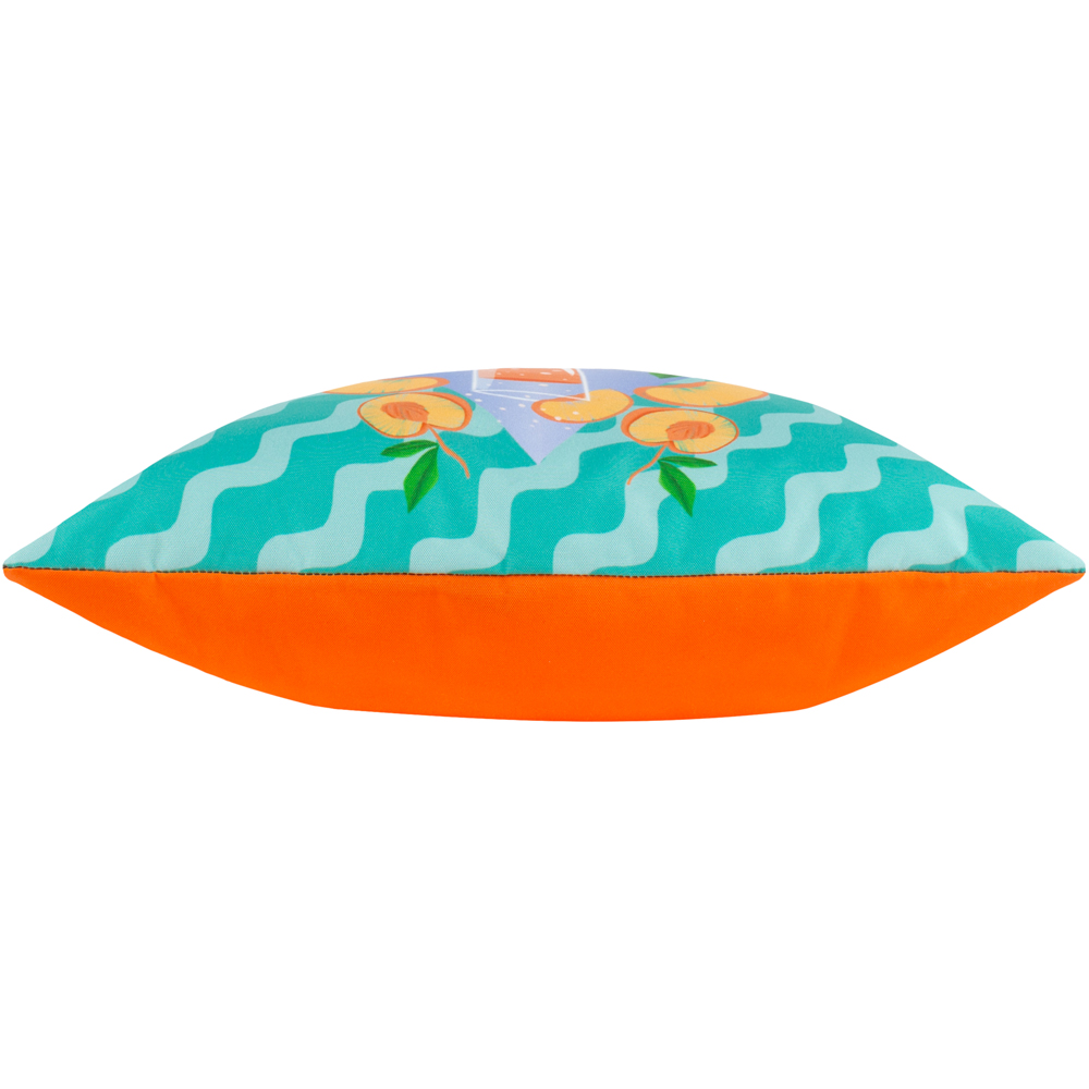 furn. Peachy Aqua Abstract Outdoor Reversible Cushion Image 3