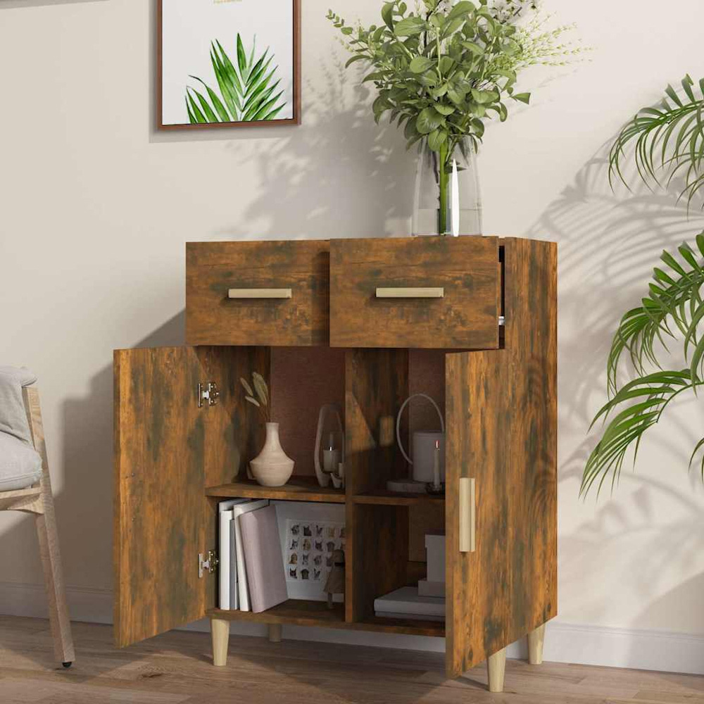 vidaXL 2 Door 2 Drawer Smoked Oak Sideboard Image 6