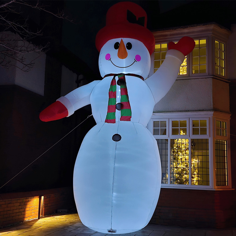 Samuel Alexander Snowman with Raised Arm Light Up Inflatable Christmas Decoration 20ft Image 1